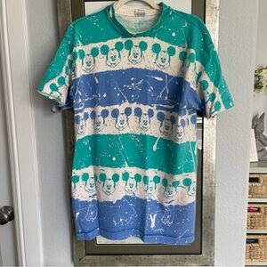 **SOLD** Mickey Mouse Shirt Tie Dye Disney 1990's All Over Print Splatter
